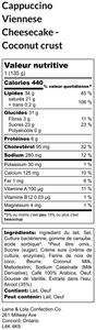 Cappuccino Viennese Cheesecake (Gluten-free 5oz)